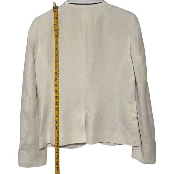 J. Crew Ivory Single Button Linen Blend Blazer with Contrast Satin Collar (6) - Picture 8 of 14